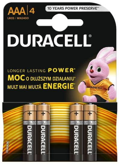 Duracell baterije AAA, 4kos (MN2400, LR3)