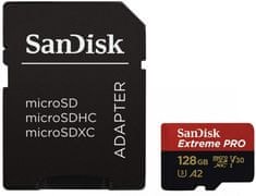 SanDisk spominska kartica micro SD Extreme Pro SDXC 128 GB + adapter