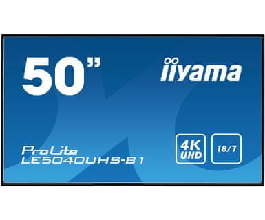 iiyama LED LCD informacijski monitor ProLite LE5040UHS-B1, AMVA3, VGA/DVI/HDMI, 127 cm (50"), črn
