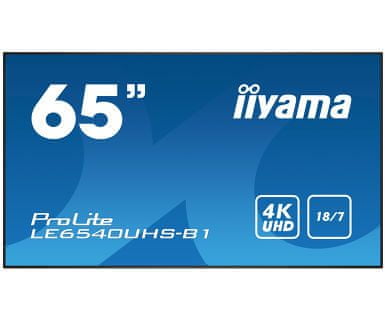 iiyama LED LCD informacijski monitor ProLite LE6540UHS-B1, AMVA3, VGA/DVI/HDMI, 164 cm (65"), črn