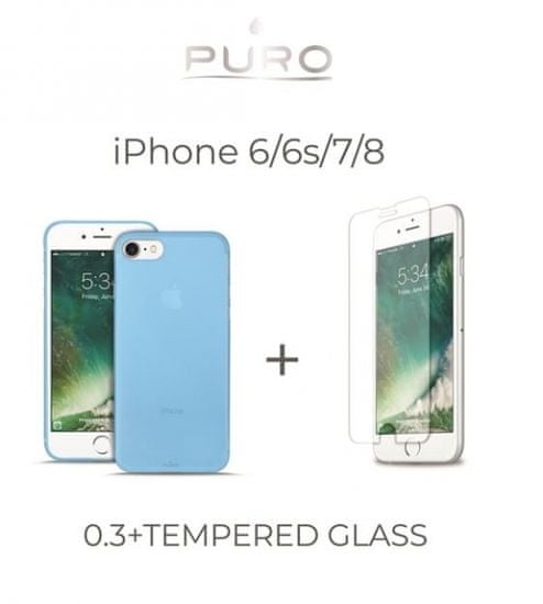 Puro paket ovitek + steklo Iphone 7/8 moder