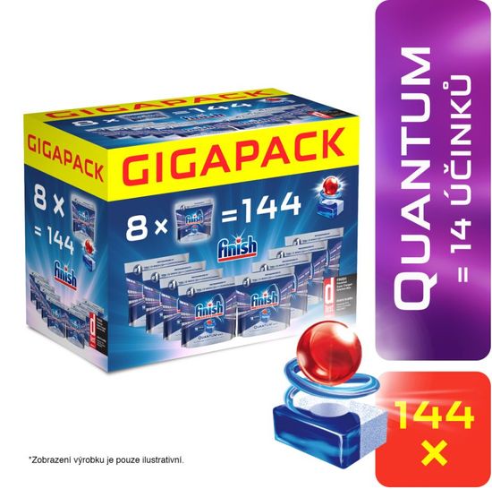 Finish tablete za pomivalni stroj Quantum Max Gigapack, 144 kosov - Odprta embalaža
