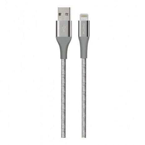 Puro kabel tkan K2 USB-A v Lightning 1.2m, siv