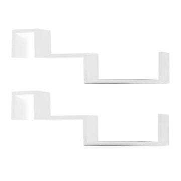 KONDELA Komplet 2 polic, Laminiran MDF, bela, PET NOVO