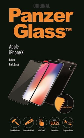 PanzerGlass steklo in ovitek za iPhone X, črno