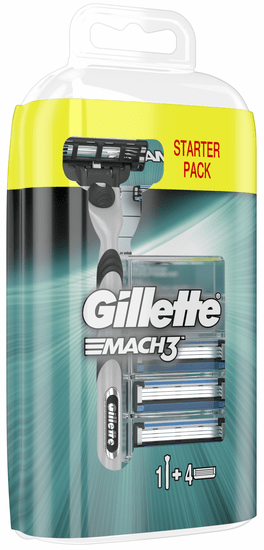 Gillette ročni brivnik Mach 3 + 4 nadomestne glave + držalo