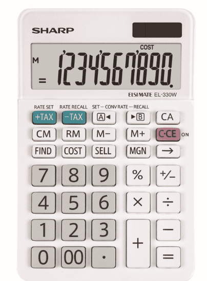 Sharp kalkulator EL330W, namizni, 10-mestni