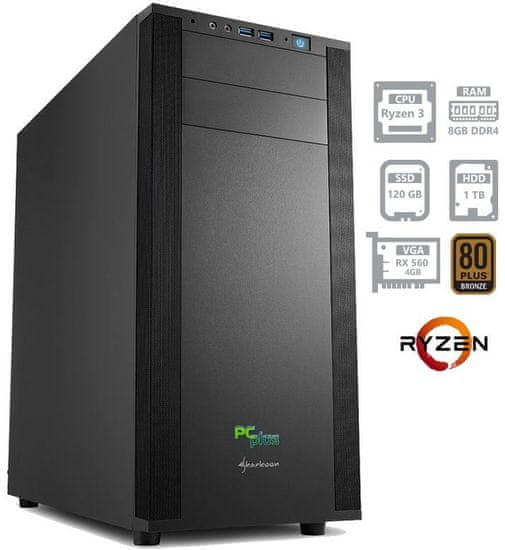 PCplus namizni računalnik Magic Ryzen 3 1200/8GB/SSD120GB+1TB/RX560/FreeDOS