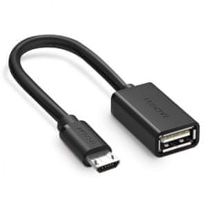 Micro USB to USB Ž OTG kabel, črn, okrogel