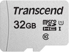 Transcend spominska kartica microSDHC 32GB 300S, 95/45 MB/s, C10, UHS-I Speed Class 3 (U3), adapter