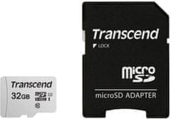 Transcend spominska kartica microSDHC 32GB 300S, 95/45 MB/s, C10, UHS-I Speed Class 3 (U3), adapter