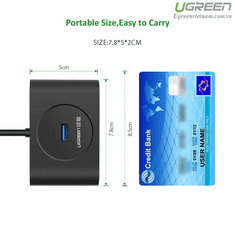 Ugreen hub USB 3.0, 4 Ports, 50cm, črn