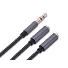 Ugreen audio kabel adapter 3.5mm M na 2x Ž, črn