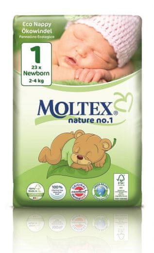 MOLTEX plenice Nature Eco No.1, za novorojenčke (2–4 kg) 23 kosov