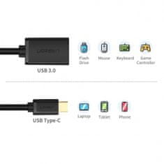 Ugreen kabel adapter USB-C M na USB 3.0 Ž OTG, črn