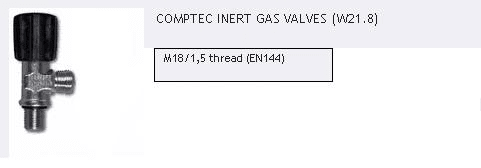 SCUBATECH Enojni ventil COMPTEC, M18/1,5 - ARGON