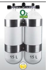 EUROCYLINDER Dvojna steklenica 2 x 15 L 230 bar s kolektorjem in obročki