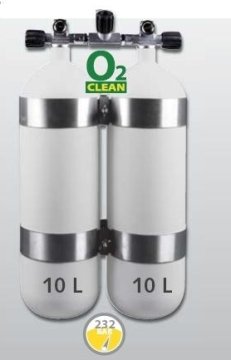 EUROCYLINDER Dvojna steklenica 2 x 10 L 230 bar s kolektorjem in obročki