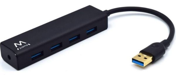 USB vozlišče (hub) EW1136, 4 vhodi, USB 3.1, črn