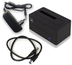 Ewent priklopna postaja za HDD/SSD EW7012, SATA v USB 3.1, črna