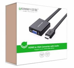Ugreen konverter HDMI na VGA + 3.5mm Audio + MicroUSB, črn