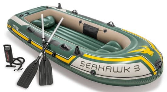 Intex čoln Seahawk z ročno črpalko in aluminijastimi vesli, 3 osebe