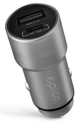 EPICO PD Car Charger avto polnilnik, 18 W, space grey