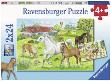 Ravensburger Konji na kmetiji sestavljanka, 2 x 24 kosov