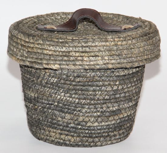 Kaemingk okrogla košara s pokrovom, cca 22x17cm, siva