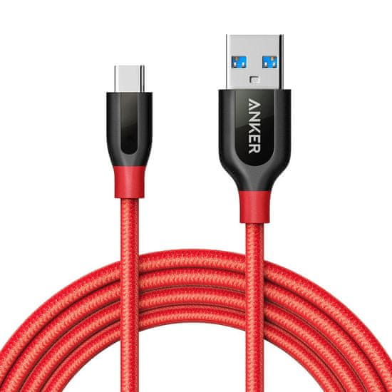 Anker kabel Powerline+ USB-C to USB-A 3.0, 1,8 m, rdeč