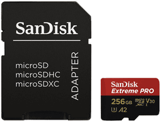 SanDisk spominska kartica Micro SDXC Extreme Pro + adapter SD, 256GB