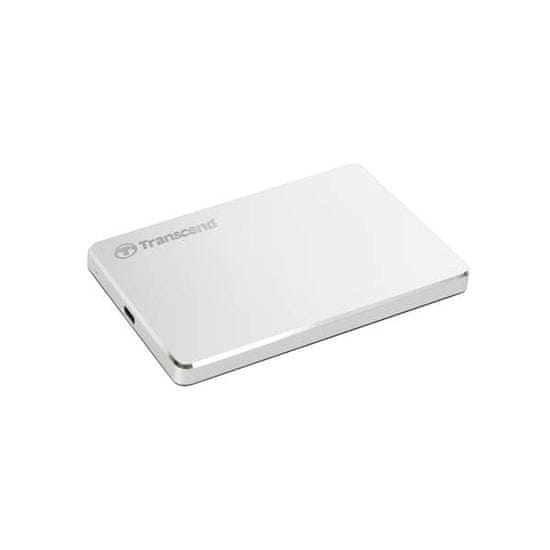 Transcend zunanji trdi disk HDD EXT 2TB 25C3S, 2,5", USB 3.1/3.0, srebrn, kovinski
