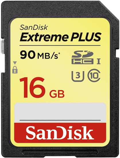 SanDisk pomnilniška kartica SDHC Extreme PLUS, 16 GB, UHS-I (SDSDXSF-016G-GNCIN)