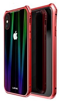 Luphie CASE Luphie celovita zaščita Magnet Hard Case Glass Red/Black za iPhone X, 2441673, rdeč/črn