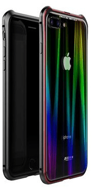 Luphie CASE Luphie celovita zaščita Aurora Magnet Hard Case Glass Black/Red za 7 Plus / 8 Plus, 2441679, črno-rdeč