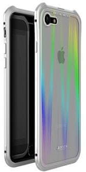 Luphie CASE Luphie celovita zaščita Aurora Magnet Hard Case Glass Silver/White za iPhone X, 7/8 2441677, srebrna/bela
