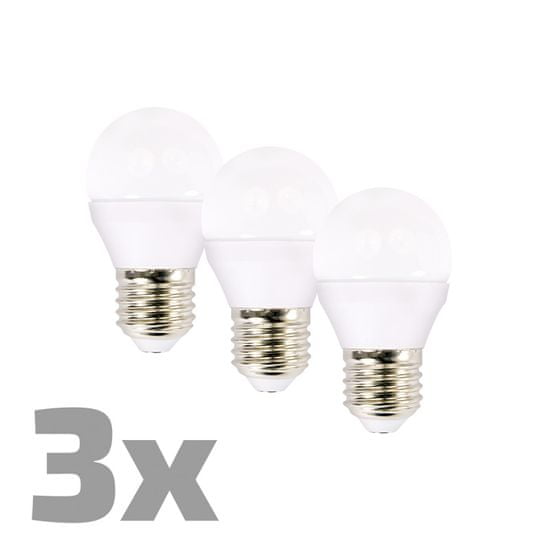Solight LED žarnica 3-pack, miniglobe, 6W, E27, 3000K, 450lm