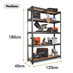 VonHaus regal Extra Wide, 1.8m, 5-polični