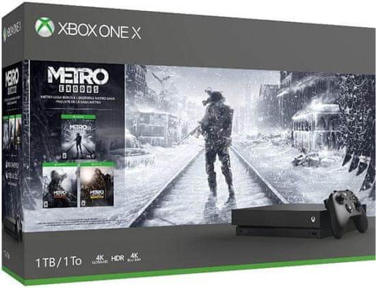 Microsoft igralna konzola Xbox One X, 1TB, črna + Metro Trilogy Bundle
