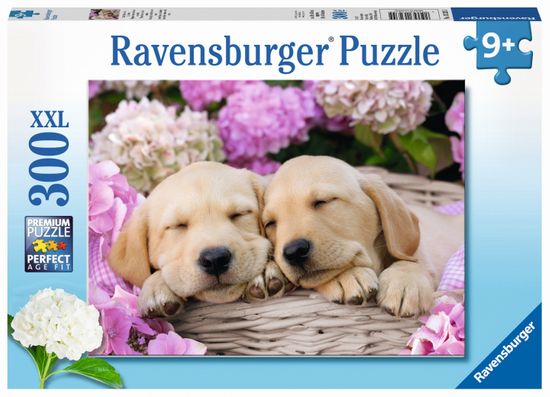 Ravensburger sestavljanka Prikupni psi v košarici, 300 delov