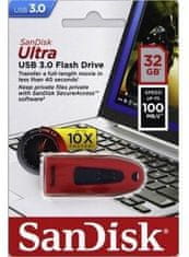 SanDisk USB ključ Ultra USB 3.0, 32 GB, rdeč
