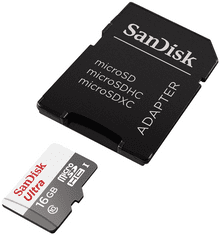 SanDisk spominska kartica Ultra MicroSDHC 16GB, 48MB/s UHS-I + SD adapter