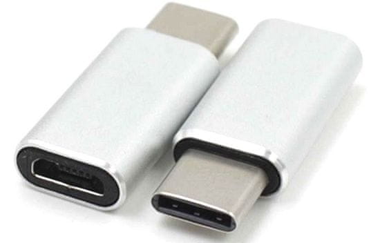 PremiumCord adapter USB 3.1 Gen. 1 konektor C/male - USB 2.0 Micro-B/female, srebrni