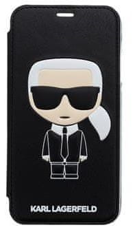 Karl Lagerfeld preklopni ovitek Ikonik Book Case Black za iPhone XR KLFLBI61IKPUBK, črn