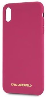 Karl Lagerfeld ovitek Gold Logo Silicone Case Fuchsia za iPhone XS Max KLHCI65SLROG, roza