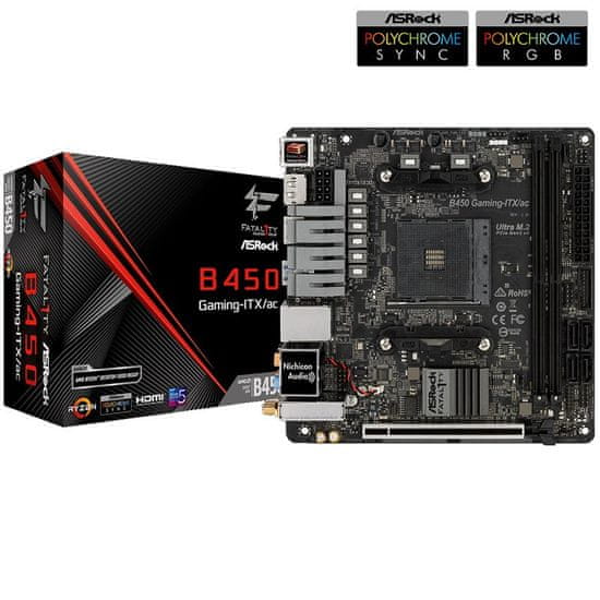 ASRock osnovna plošča GAMING-ITX/AC FATAL1TY, S-AM4 Mini-ITX B450