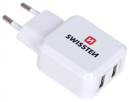SWISSTEN polnilnik 2× USB 2,4 A Power 22013300, bel