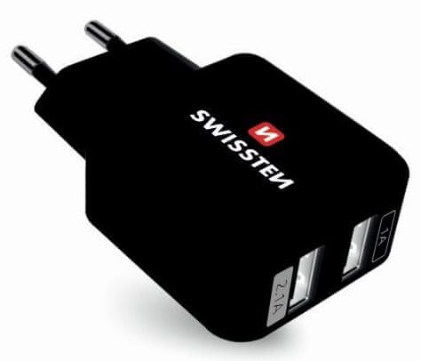 SWISSTEN polnilnik 2× USB 2,4 A Power 22013200, bel