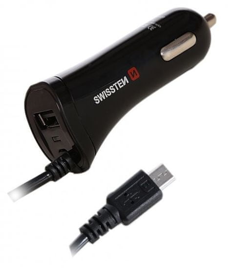SWISSTEN CL avtomobilski polnilnik microUSB in USB 2,4 A Power 20111000