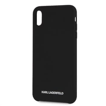 Karl Lagerfeld ovitek Silver Logo Silicone Case Black za iPhone XS Max KLHCI65SLBKS